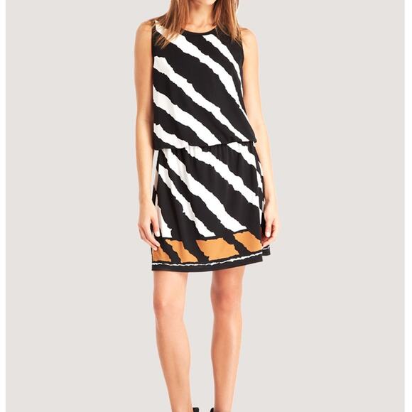 Kenneth Cole Zebra Stripes Dress Size M Layla Pullover Elastic Waist Career NWT - Picture 1 of 9